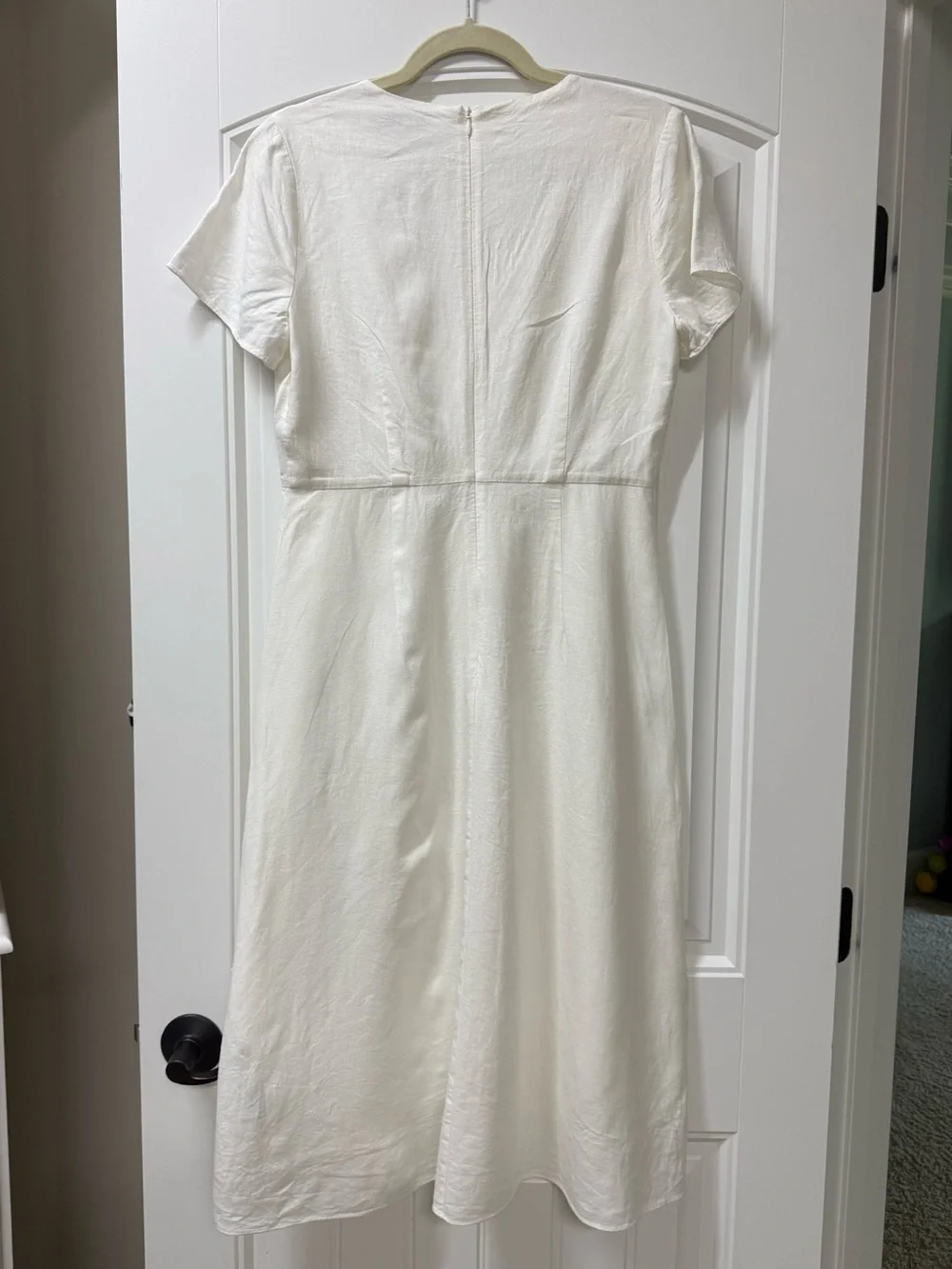 Madewell White Linen-blend Button-Wrap V-Neck Midi Dress size 4